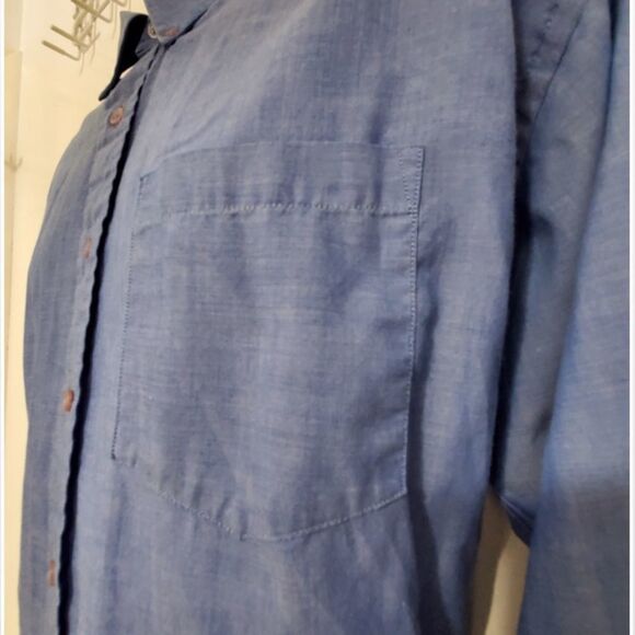 Men Shirt Light Blue Button Down Size 17 34/35 - Picture 5 of 11